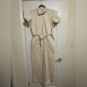 Reformation Beige Jumpsuit with Tie Belt